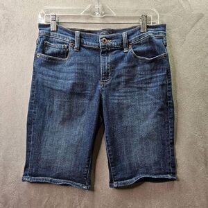 Lucky Brand Shorts Womens 4/27 Blue Bermuda Solid Flat Front Denim